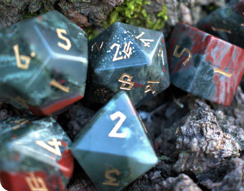 African Bloodstone Stone Dice Set