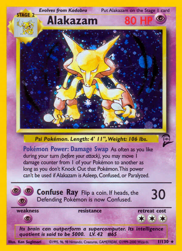 Alakazam - 001/130 (BS2) Holo Rare - Moderately Played Holofoil