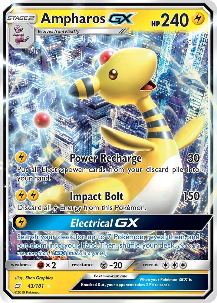 Ampharos GX - 43/181 (TEU) Ultra Rare Light Play Holofoil