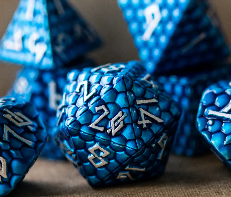Blue Dragon's Egg Metal Dice Set