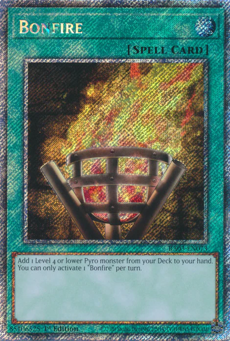 Bonfire (RA03-EN073) Platinum Secret Rare - Near Mint 1st Edition