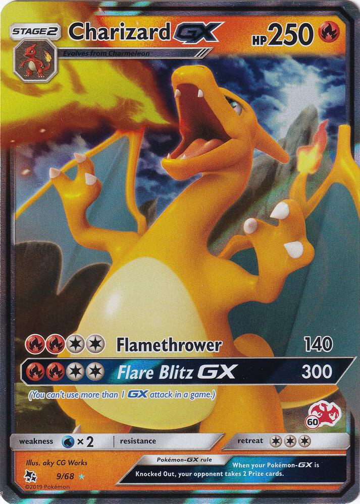 Charizard GX (#60 Charizard Stamped) -9/68 (BTA) Promo - Damaged Holofoil