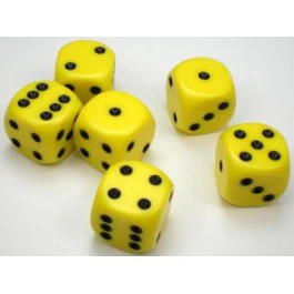 CHX25602: Opaque - 16mm D6 Yellow/Black (12)