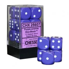 CHX25607: Opaque - 16mm D6 Purple/White (12)