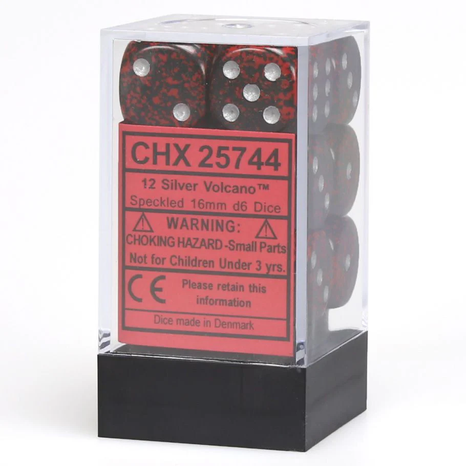 CHX25744: Speckled - 16mm D6 Silver Volcano (12)