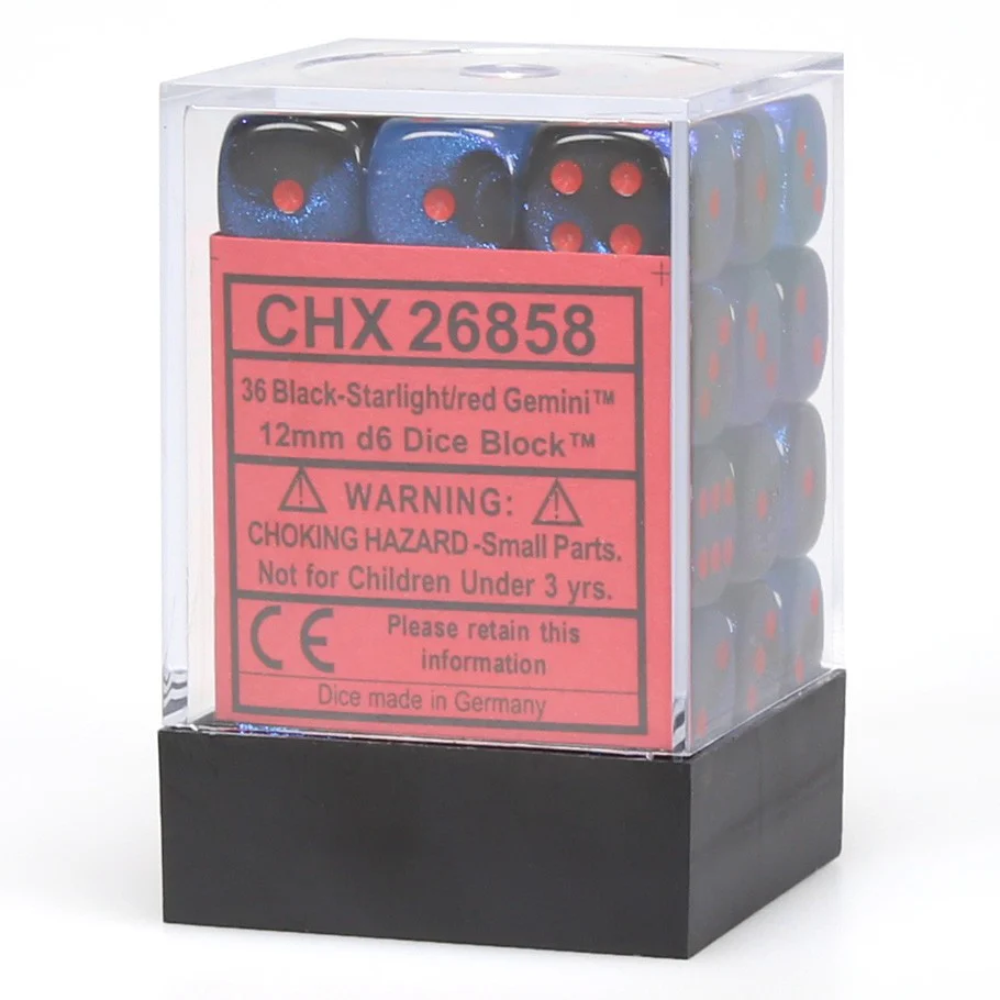 CHX26858: Gemini - 12mm D6 Black Starlight w/red (36) - Image 3