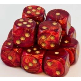 CHX27614: Scarab - 16mm D6 Scarlet w/gold (12)
