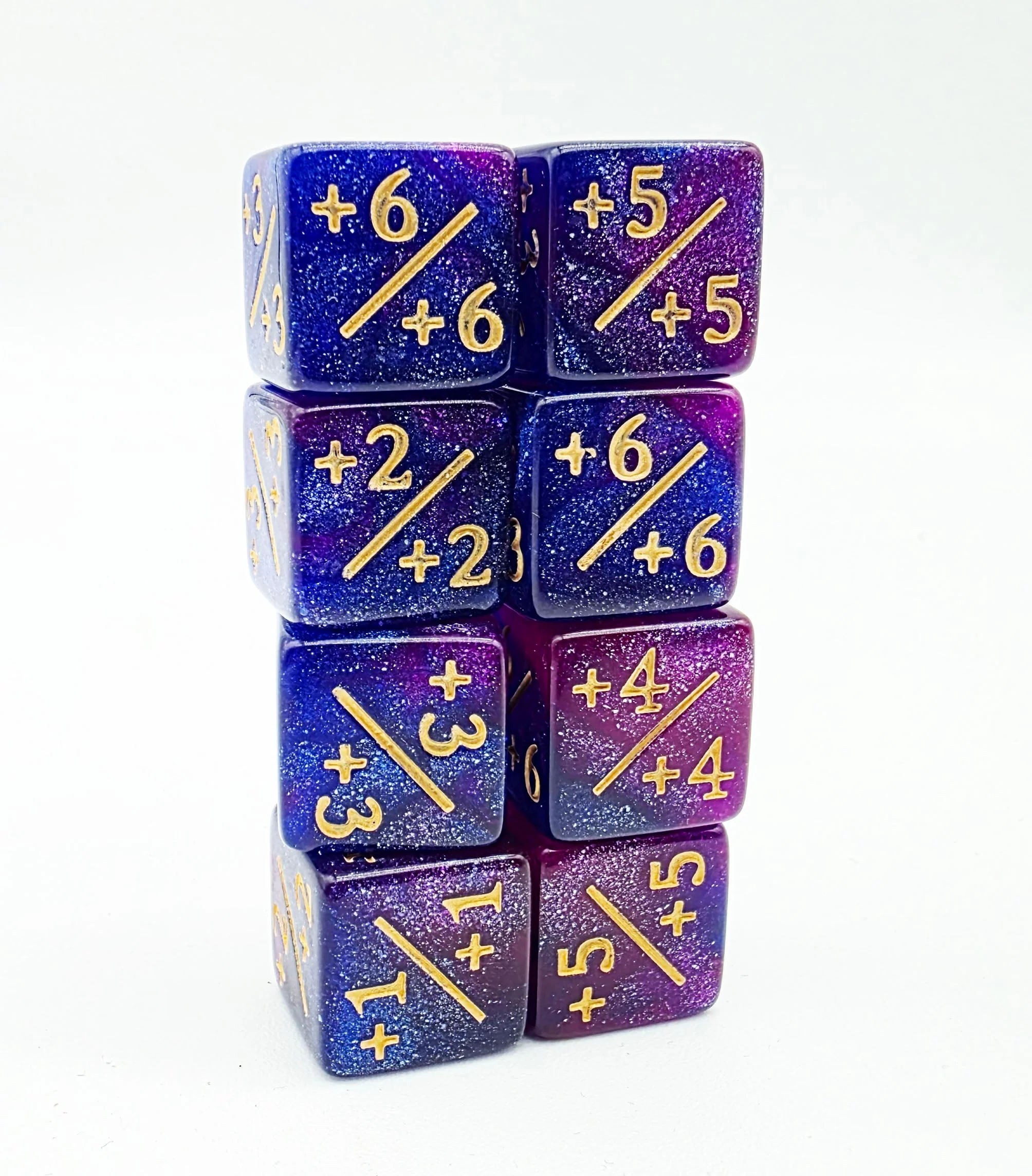 Counter Dice - Dark Blue & Purple Glitter (8)