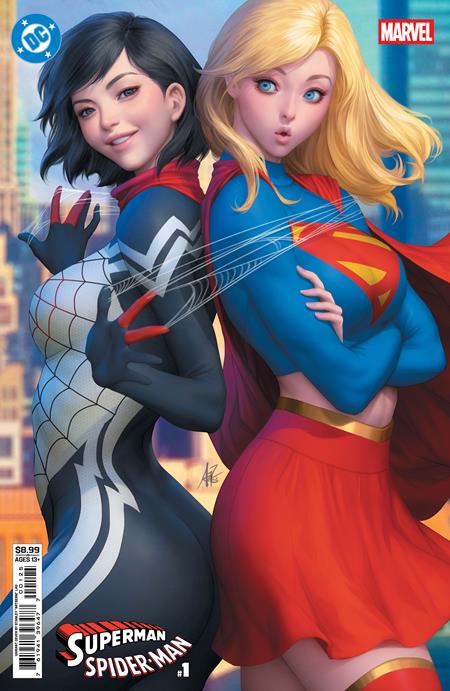 DC MARVEL SUPERMAN SPIDER-MAN #1 (ONE SHOT) CVR M STANLEY ARTGERM LAU SUPERGIRL & SILK CARD STOCK VAR - Image 2