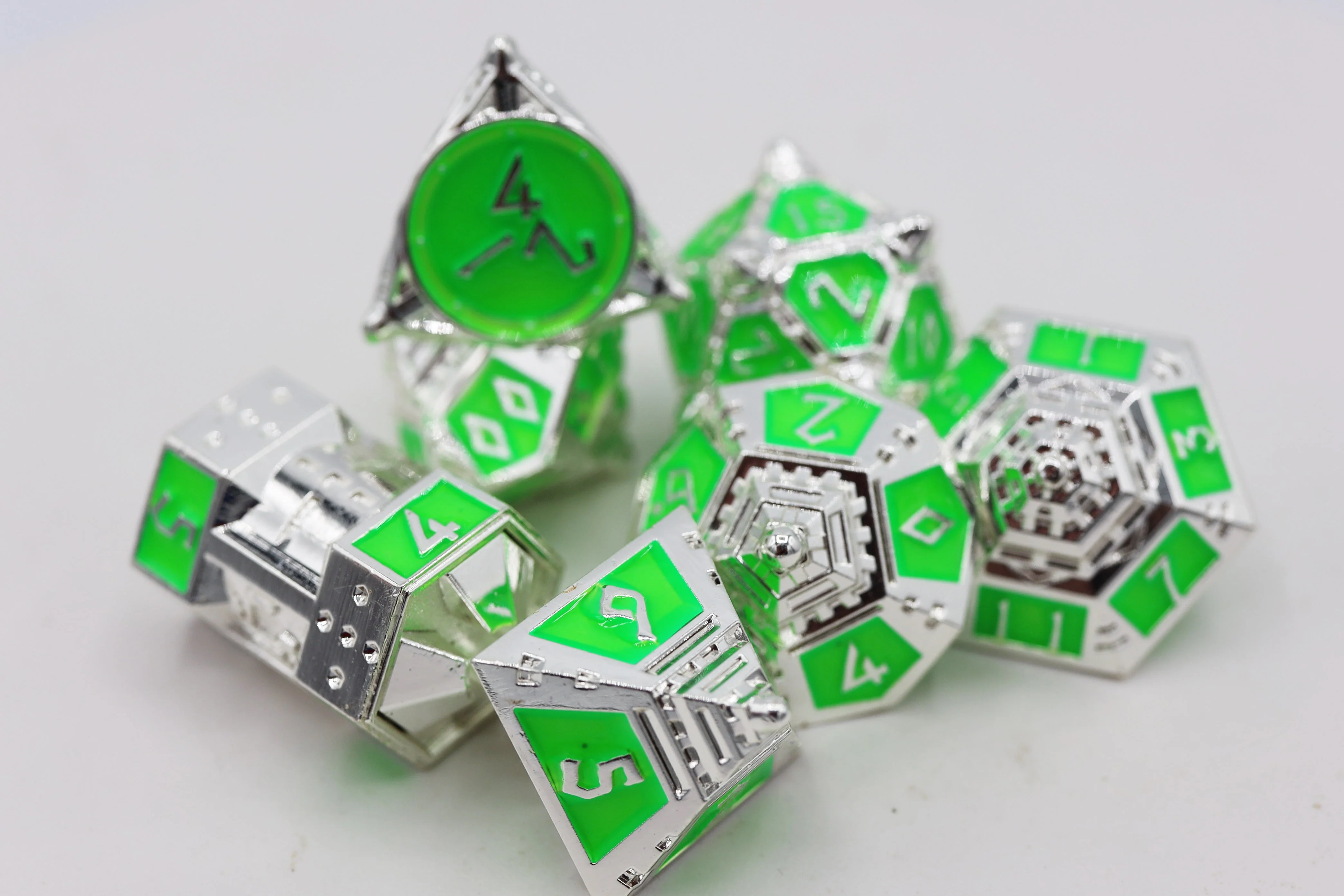 Dice 51: Neon Diamonds - Metal RPG Dice Set