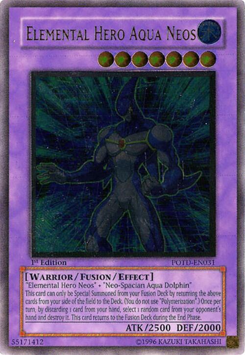 Elemental HERO Aqua Neos (POTD-EN031) Ultimate Rare Light Play 1st Edition