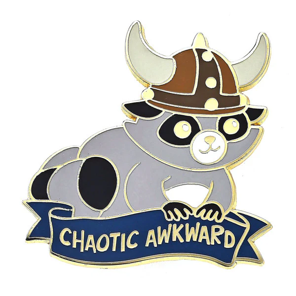 HPG PN047: Enamel Pin - Alternative Alignments: Chaotic Awkward Raccoon
