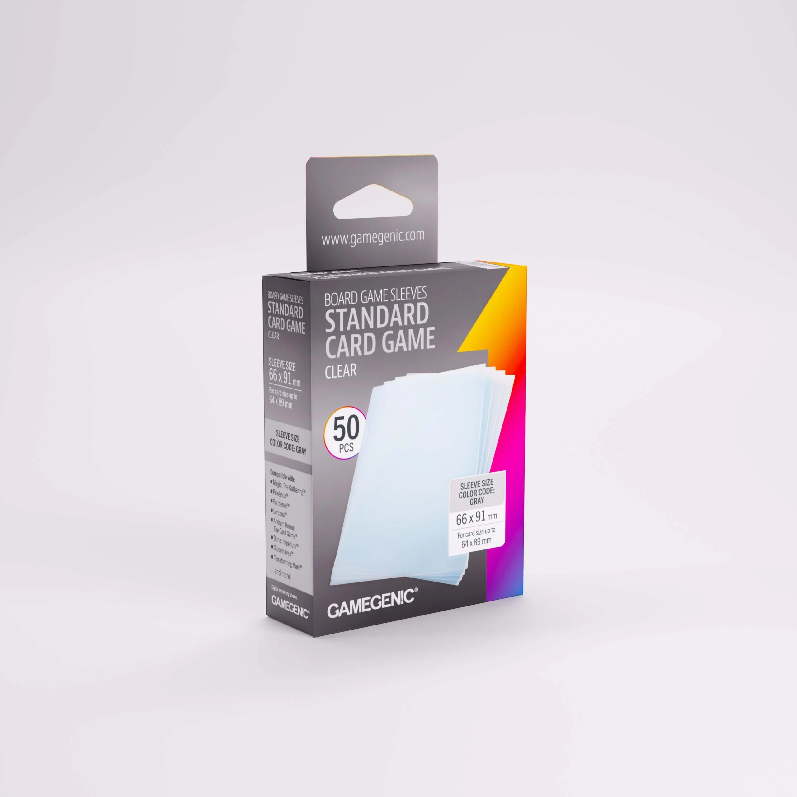 GameGenic: Board Game Sleeves - Clear: Standard Card Game (Gray 50ct)
