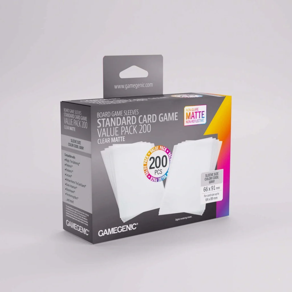 GameGenic: Board Game Sleeves - Matte Clear: Standard Card Game Value Pack (Gray 200ct)