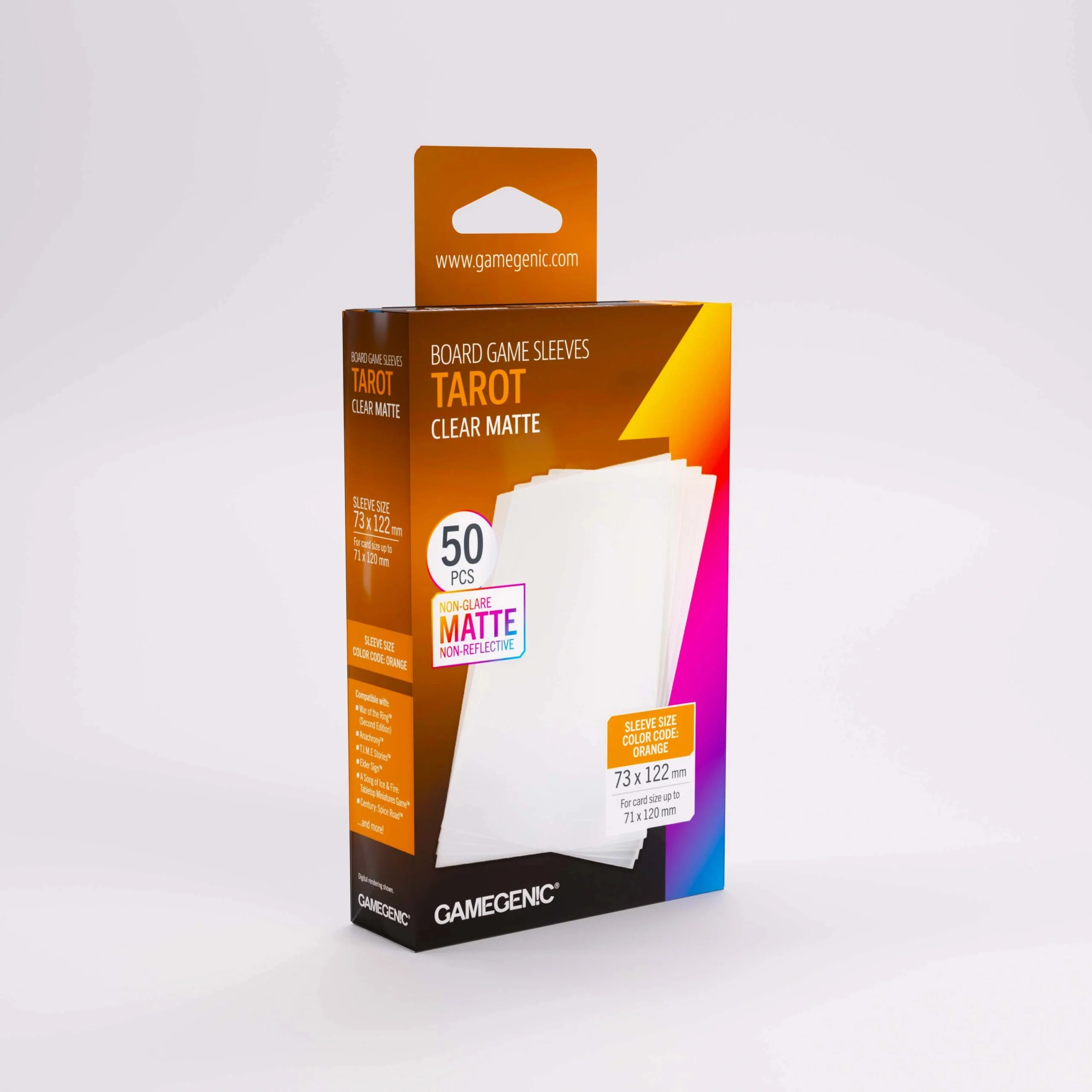 GameGenic: Board Game Sleeves - Matte Clear: Tarot (Orange 50ct)
