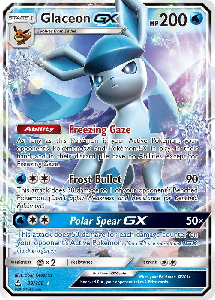 Glaceon GX - 39/156 (SM05) Ultra Rare - Light Play Holofoil