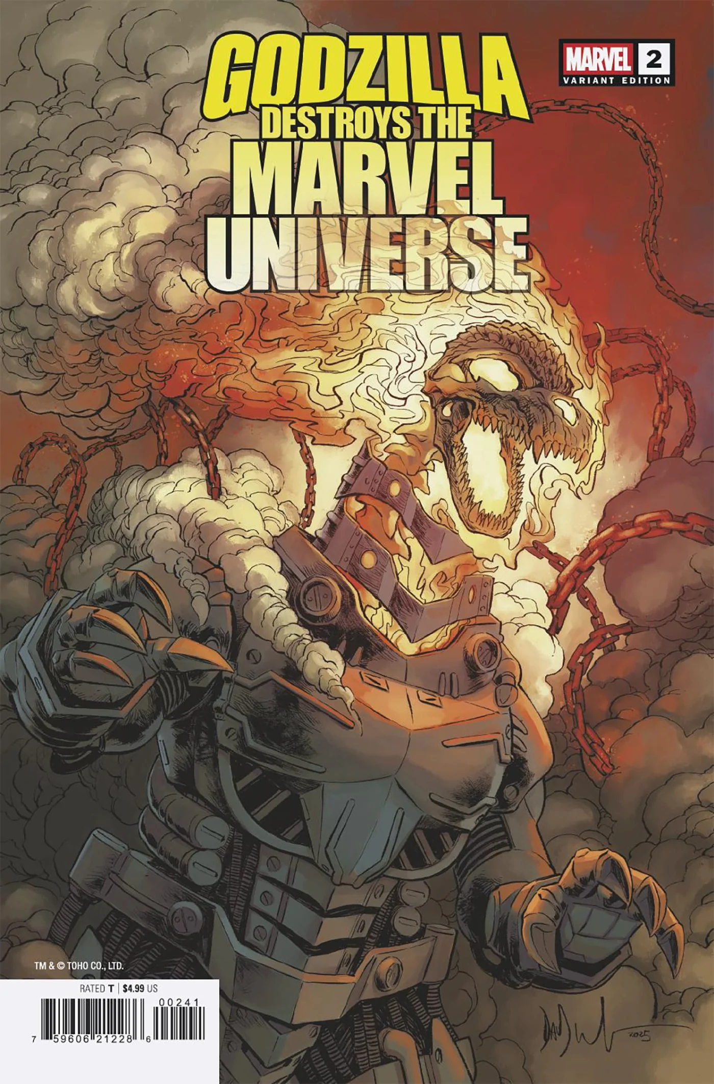 GODZILLA DESTROYS THE MARVEL UNIVERSE #2 DAVE WACHTER MARVELIZED MECHA-GHOST RIDERZILLA VARIANT - Image 2