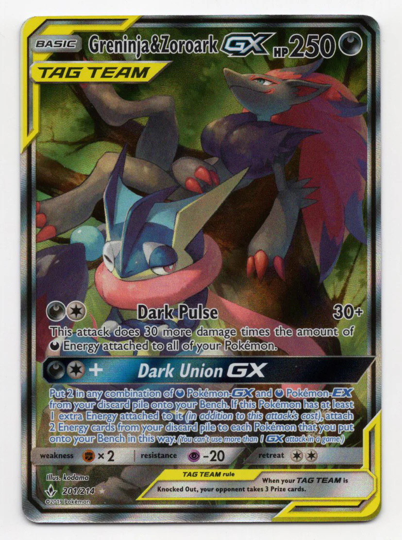 Greninja & Zoroark GX - 201/214 (UNB) Near Mint Ultra Rare - Alternate Full Art