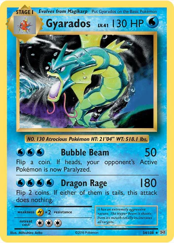 Gyarados - 34/108 (EVO) Holo Rare - Light Play Holofoil
