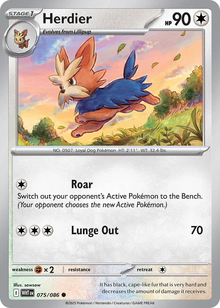 Herdier (Master Ball Pattern) - 075/086 (WHT) Common