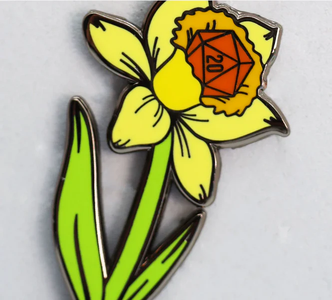 Hollow Hearts Enamel Pin: Dice Daffodil