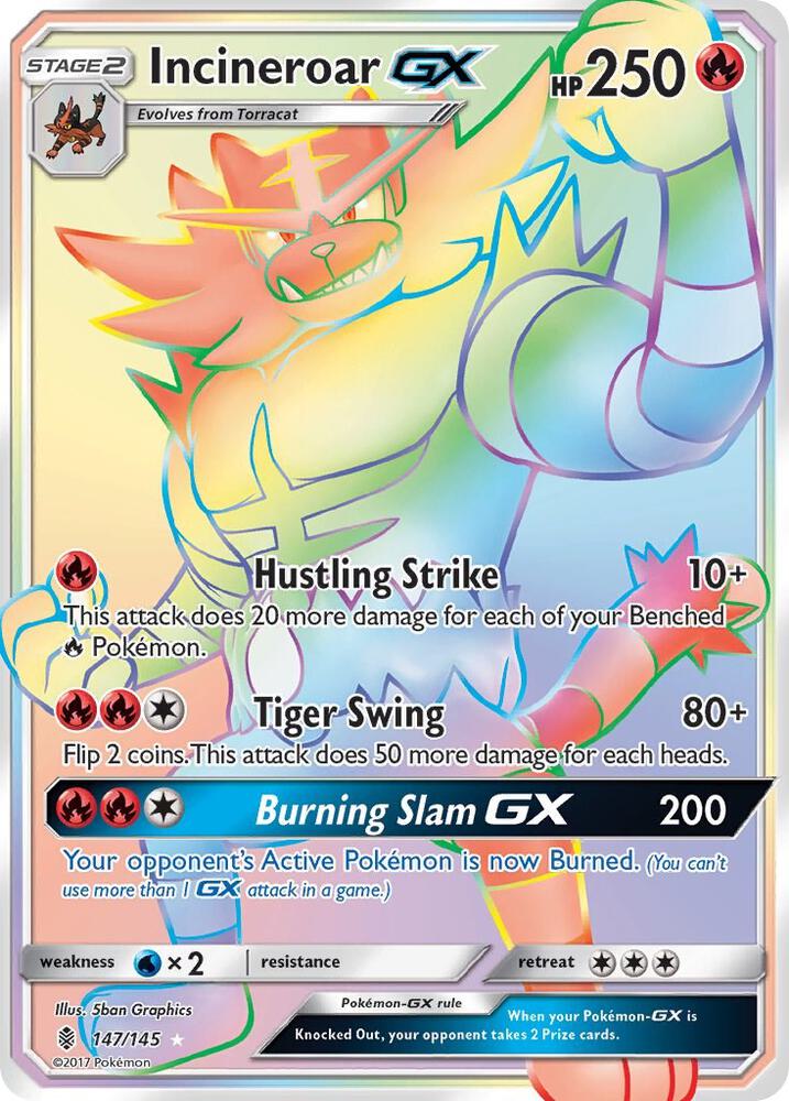 Incineroar GX (Secret) - 147/145 (SM:GRI) Secret Rare - Light Play Holofoil