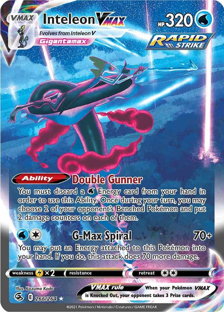 Inteleon VMAX (Alternate Art Secret) - 266/264 (SWSH08) Secret Rare - Damaged Holofoil