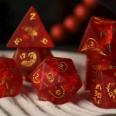 Japanese Frosted Red Glass Dice Set