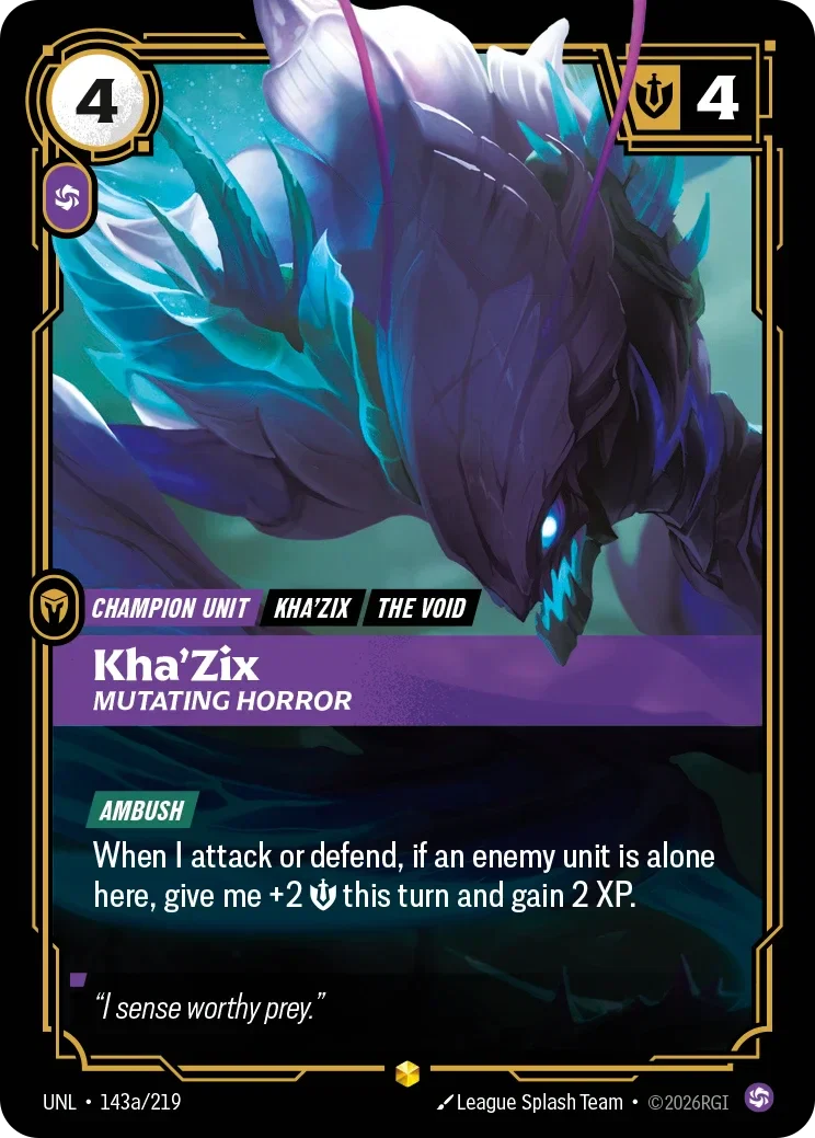 Kha'Zix - Mutating Horror (Alternate Art) - 143a/219 (UNL)  Showcase