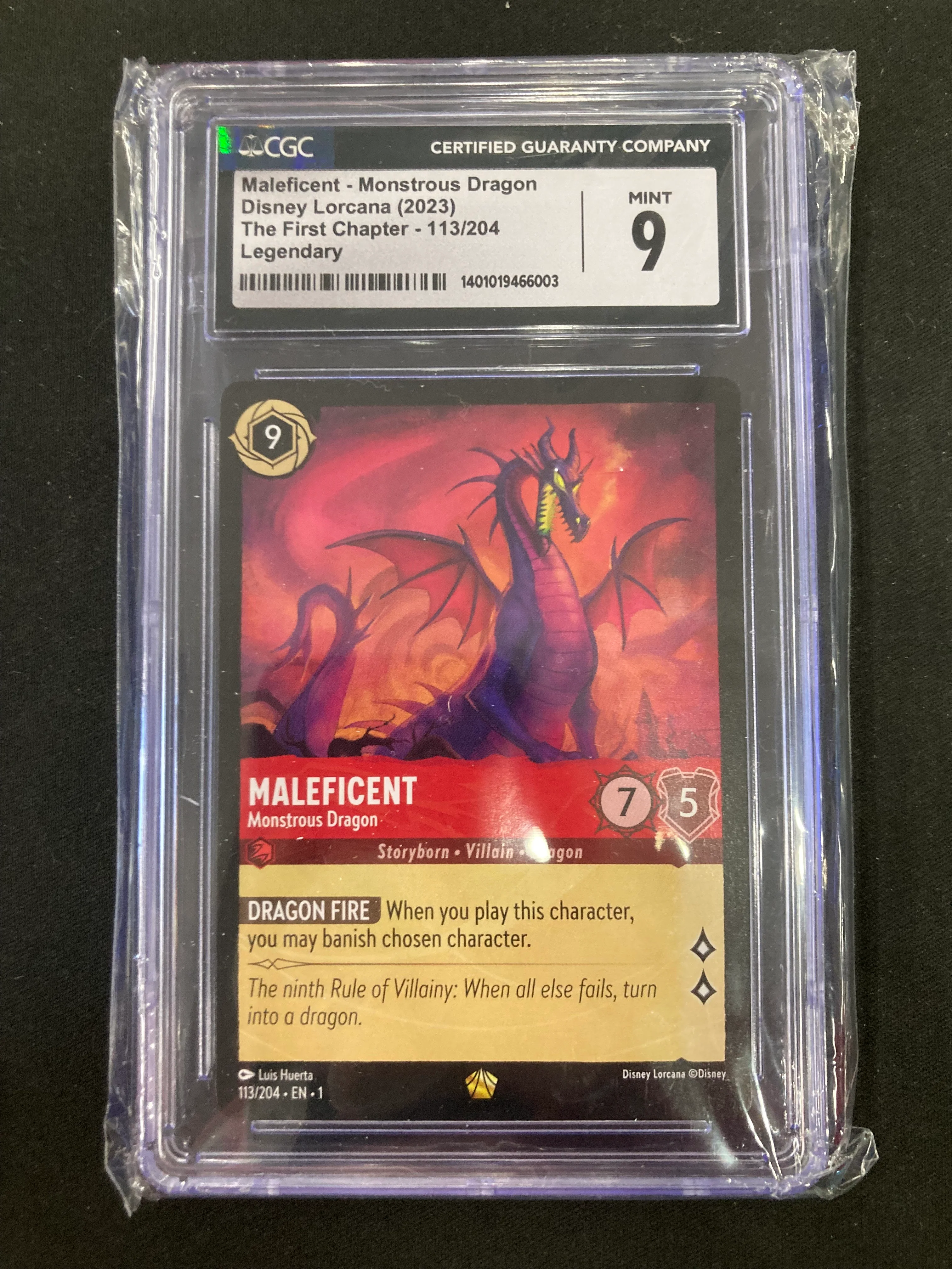 Maleficent- Monsterous Dragon Legendary 113/204 EN 1 - Near Mint (Graded - CGC-9)