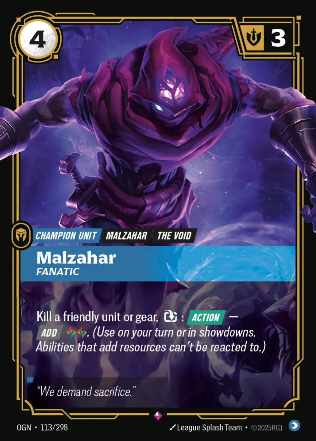 Malzahar - Fanatic - 113/298 (OGN) Rare