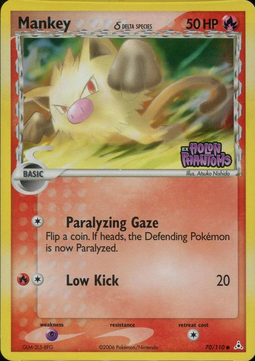 Mankey - 070/110 (HP) Common - Light Played Reverse Holofoil (Prerelease Stamped)
