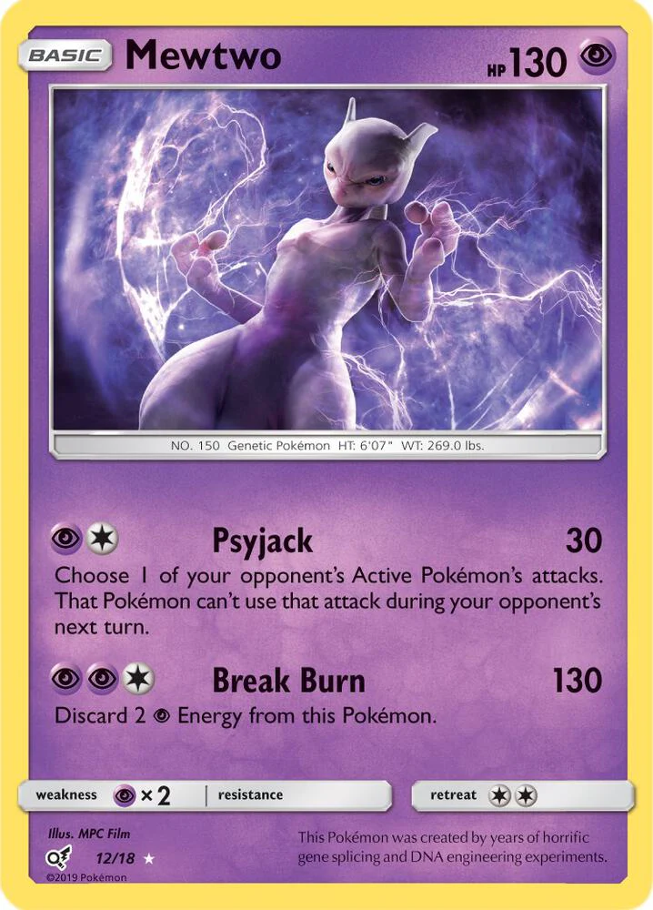 Mewtwo - 12/18 (DEP) Holo Rare - Light Play Holofoil