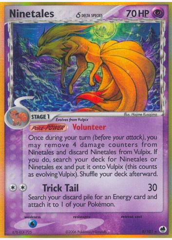 Ninetales (Delta) - 008/101 (DF) Holo Rare - Damaged Holofoil