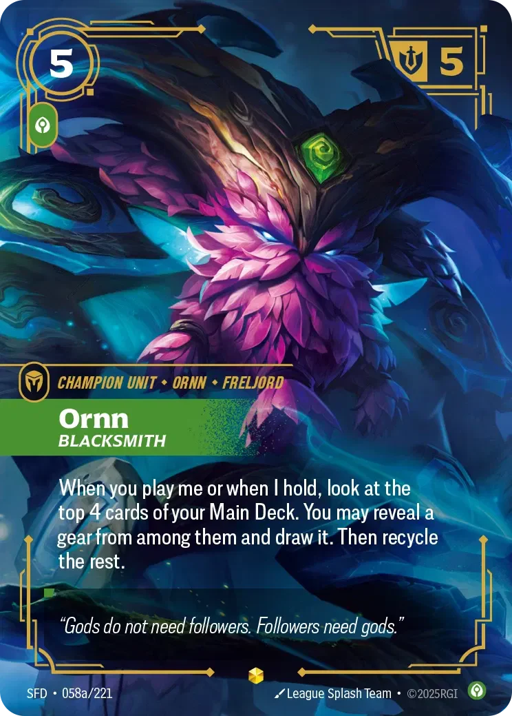 Ornn - Blacksmith (Alternate Art) - 058a/221 (SFD) Showcase