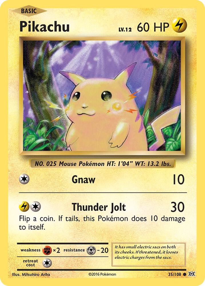 Pikachu - 35/108 (EVO) Common - Light Play Reverse Holofoil