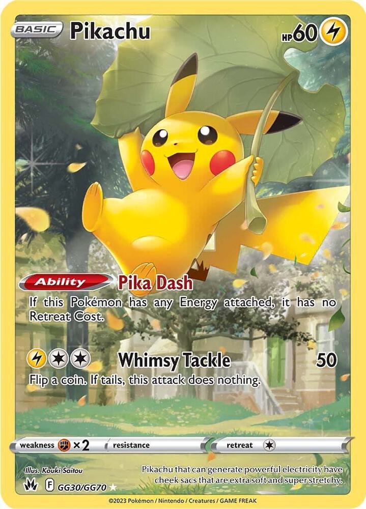 Pikachu - GG30/GG70 (CRZ:GG) Holo Rare -  Moderate Play Holofoil