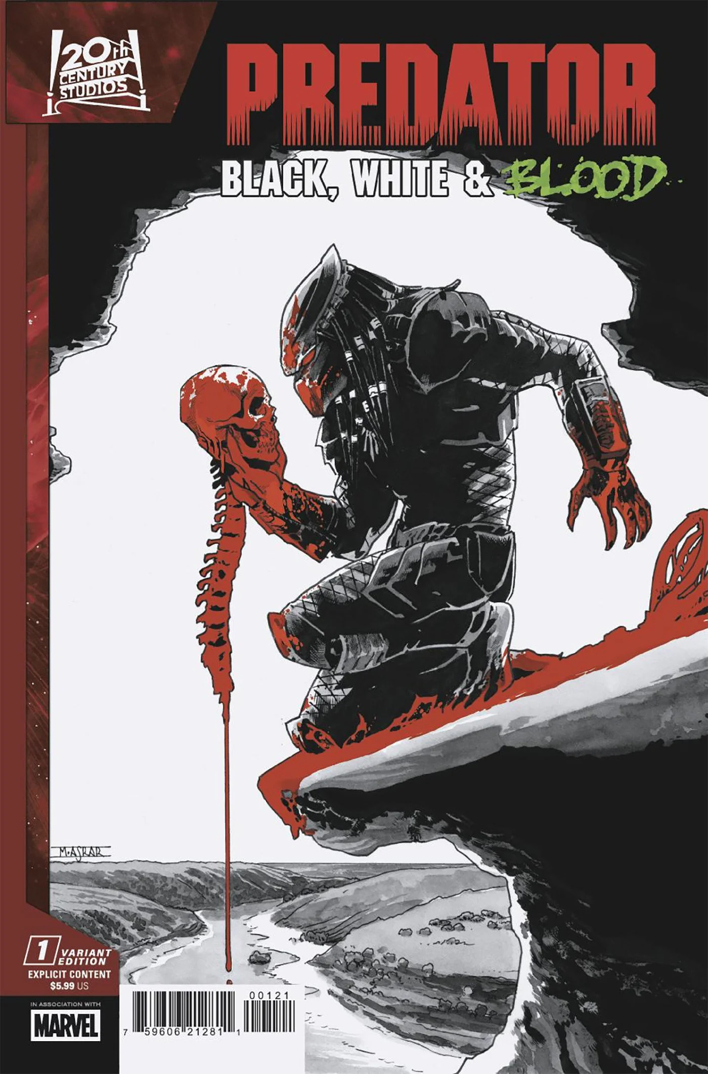 PREDATOR: BLACK, WHITE & BLOOD #1 MAHMUD ASRAR VARIANT