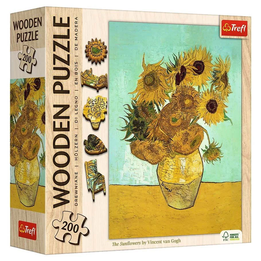 Trefl: Wooden Puzzle 200 Piece - The Sunflowers by Vincent Van Gogh
