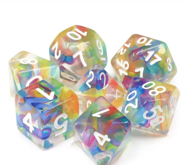 Rainbow Ribbon RPG Dice Set