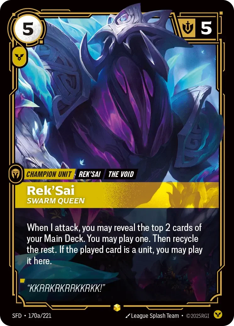 Rek'Sai - Swarm Queen (Alternate Art) - 170a/221 (SFD) Showcase