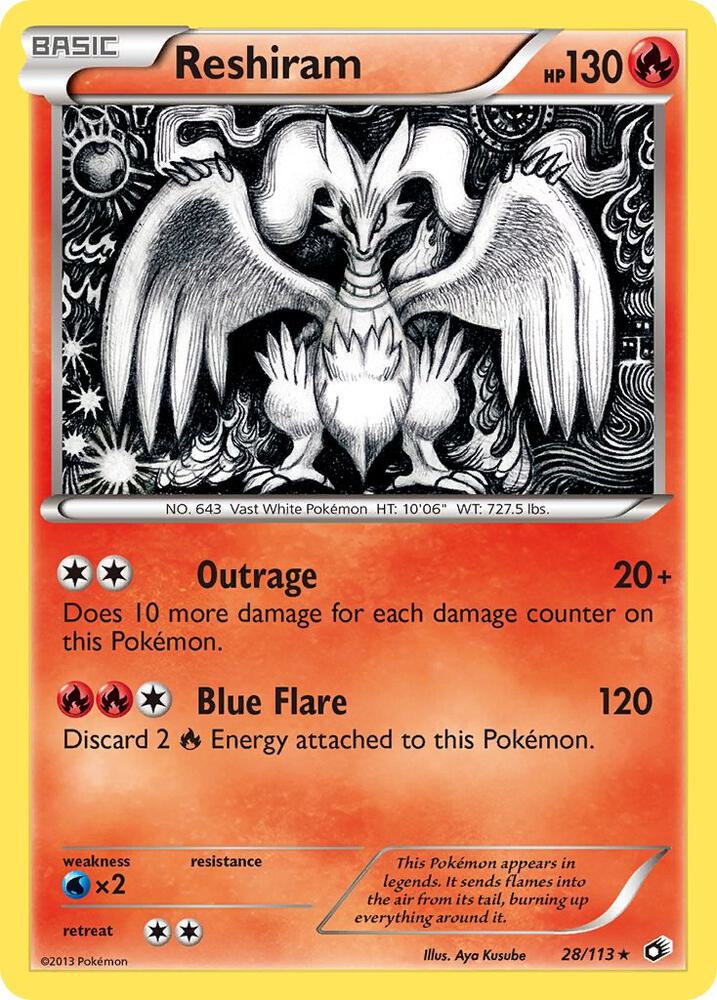 Reshiram - 028/113 (LTR) Holo Rare -  Lightly Played Holofoil