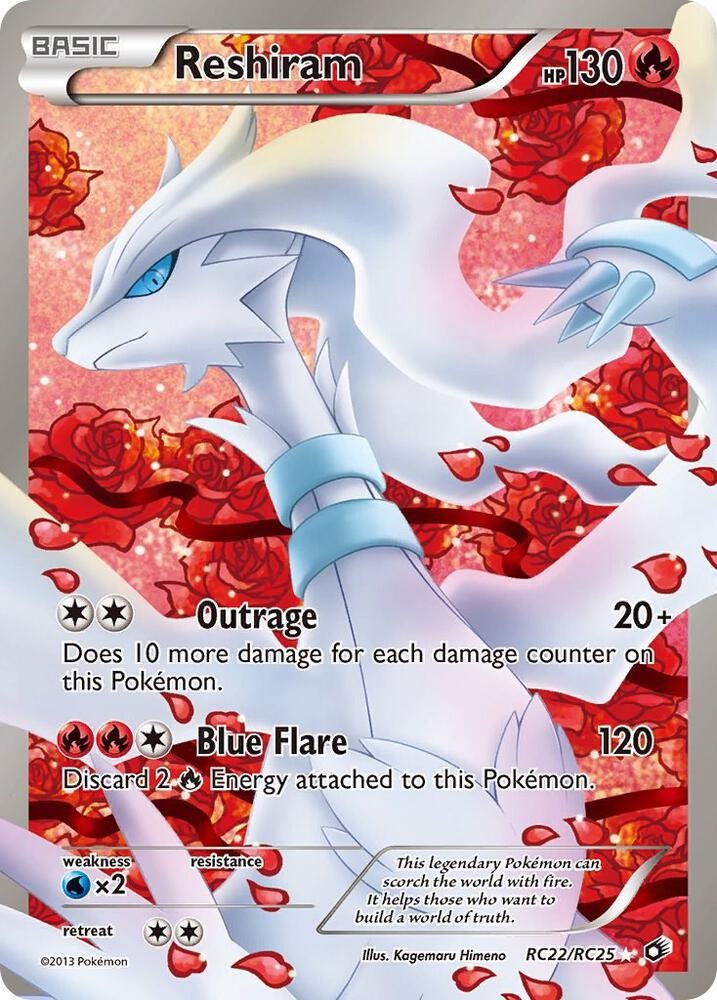 Reshiram (Full Art) RC22/RC25 (LTR) Ultra Rare Heavy Play