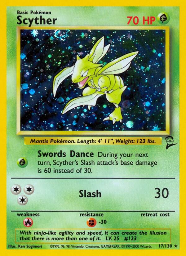 Scyther - 017/130 (BS2) Holo Rare - Heavy Play Holofoil