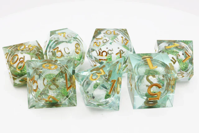 Sharp Edge Liquid Core RPG Dice Set - Mint Green