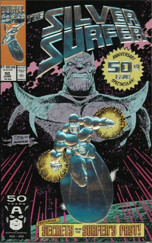 Silver Surfer (1987 Series) #50 (9.0) Embossed silver - Foil Cover