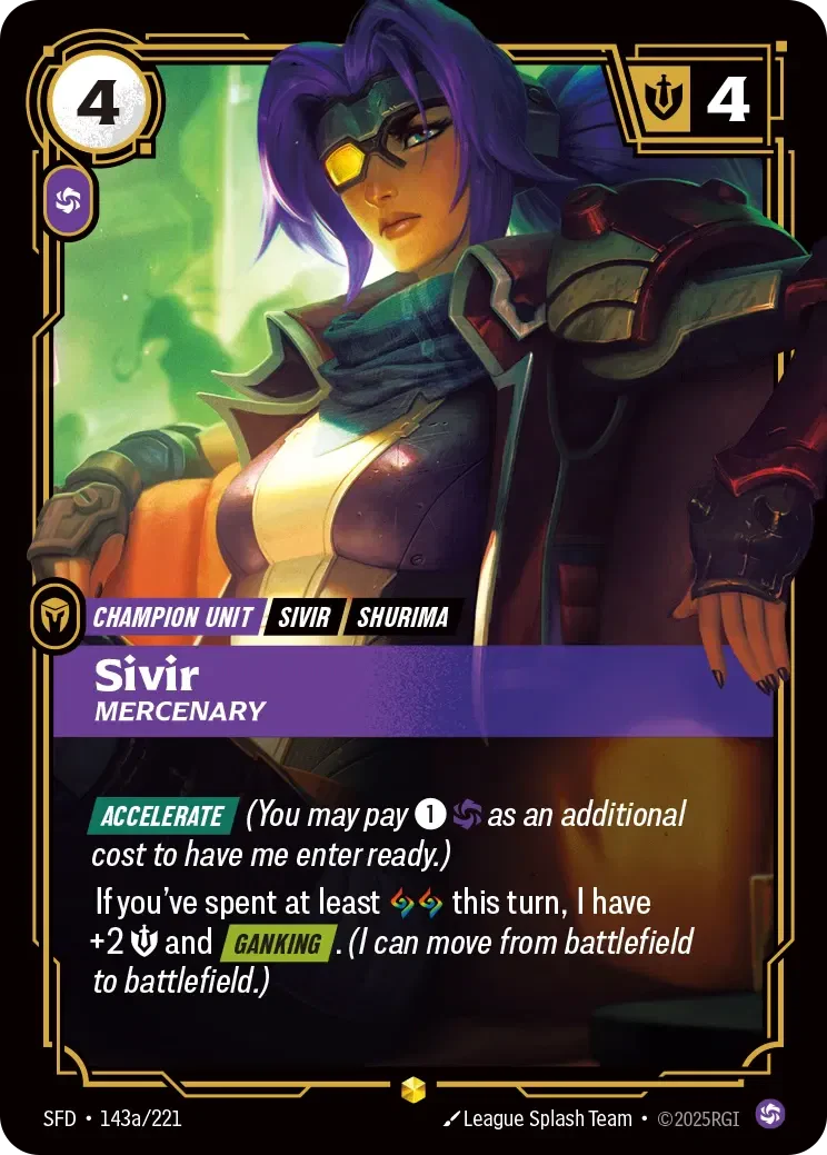 Sivir - Mercenary (Alternate Art) - 143a/221 (SFD) Showcase