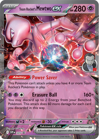 Team Rocket's Mewtwo ex - 205 (SVP) Promo - Near Mint