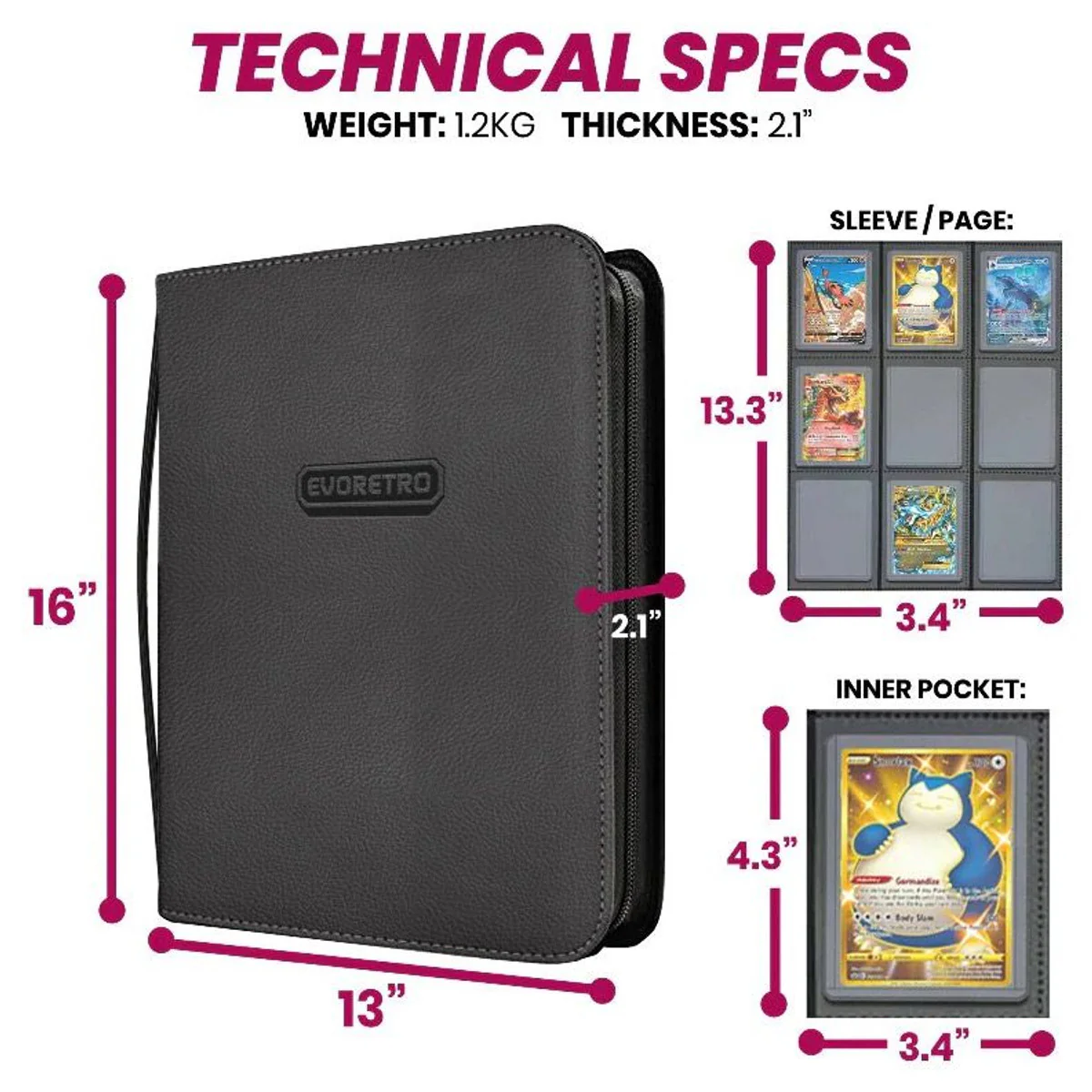 Toploader Binder: 9 Pocket - Black with Red - Image 2