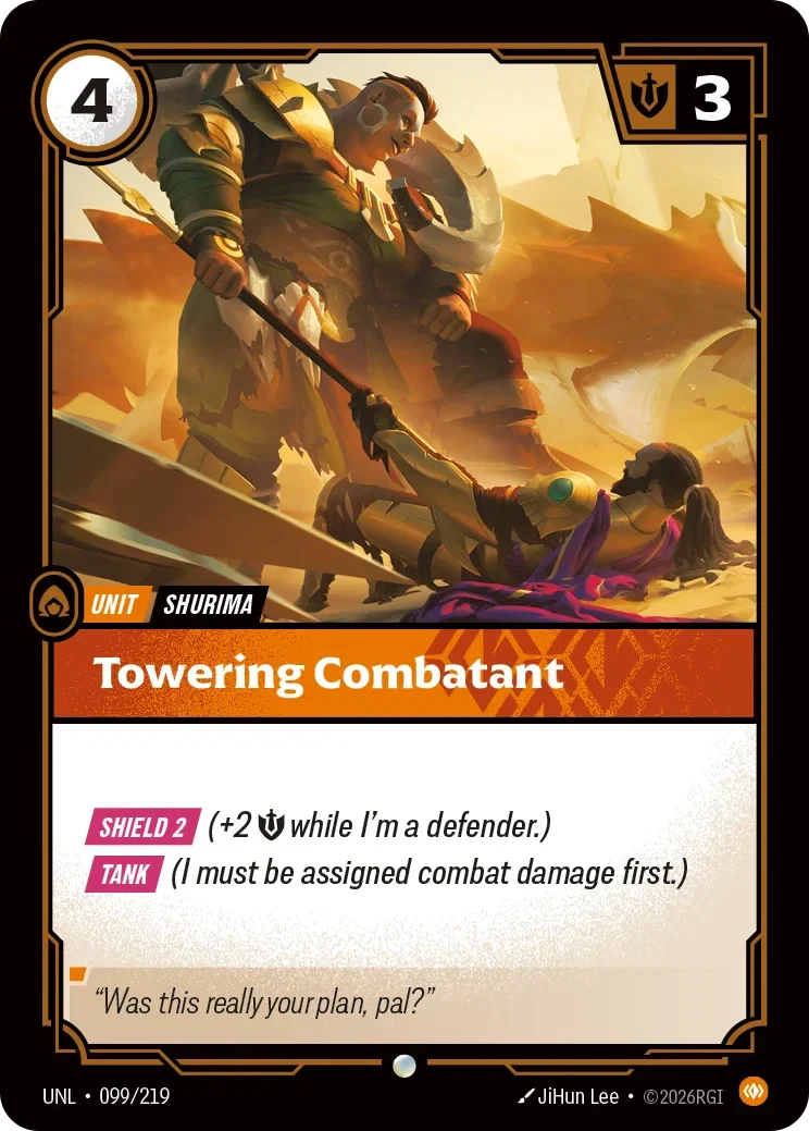 Towering Combatant - 099/219 (UNL)  Common